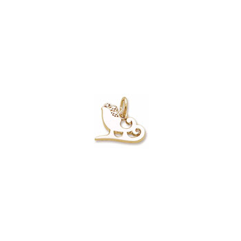 Rembrandt 10K Yellow Gold Sleigh Charm – Engravable on back - Add to a bracelet or necklace