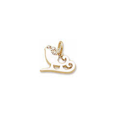 Rembrandt 10K Yellow Gold Sleigh Charm – Engravable on back - Add to a bracelet or necklace/