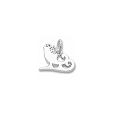 Rembrandt 14K White Gold Sleigh Charm – Engravable on back - Add to a bracelet or necklace/