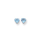 December Birthstone Girls Heart Earrings - Genuine Blue Topaz - 14K White Gold - Push-Back Posts