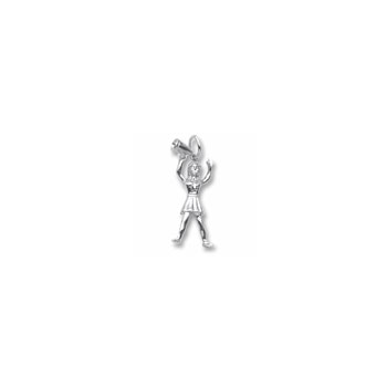 Rembrandt Sterling Silver Cheerleader Charm – Engravable on front and back - Add to a bracelet or necklace
