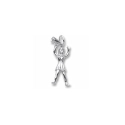 Rembrandt Sterling Silver Cheerleader Charm – Engravable on front and back - Add to a bracelet or necklace/