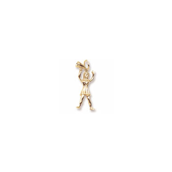 Rembrandt 10K Yellow Gold Cheerleader Charm – Engravable on front and back - Add to a bracelet or necklace