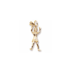 Rembrandt 10K Yellow Gold Cheerleader Charm – Engravable on front and back - Add to a bracelet or necklace/