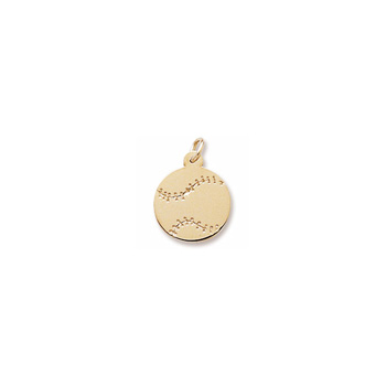 Rembrandt 10K Yellow Gold Baseball Charm - Engravable on front and back - Add to a bracelet or necklace - BEST SELLER
