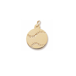 Rembrandt 10K Yellow Gold Baseball Charm - Engravable on front and back - Add to a bracelet or necklace - BEST SELLER/