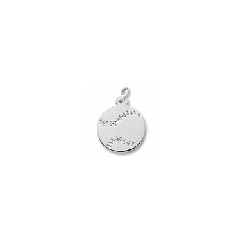 Rembrandt 14K White Gold Baseball Charm - Engravable on front and back - Add to a bracelet or necklace