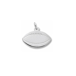 Rembrandt 14K White Gold Football Charm - Engravable on front and back - Add to a bracelet or necklace/