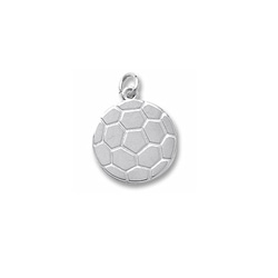 Rembrandt 14K White Gold Soccer Ball Charm – Engravable on back - Add to a bracelet or necklace /