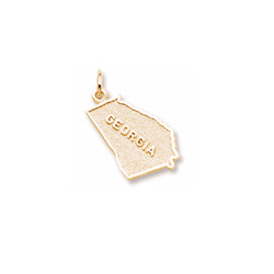 Rembrandt 10K Yellow Gold Georgia State Charm – Engravable on back - Add to a bracelet or necklace/