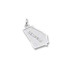 Rembrandt 14K White Gold Georgia State Charm – Engravable on back - Add to a bracelet or necklace/