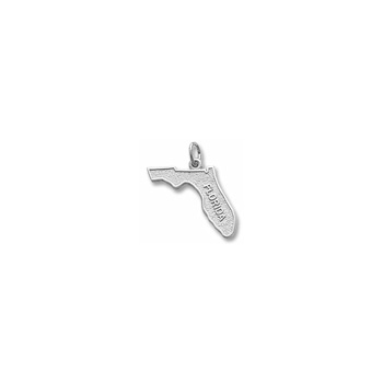 Rembrandt 14K White Gold Florida State Charm – Engravable on back - Add to a bracelet or necklace