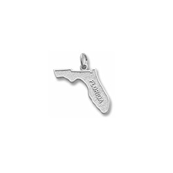 Rembrandt 14K White Gold Florida State Charm – Engravable on back - Add to a bracelet or necklace/