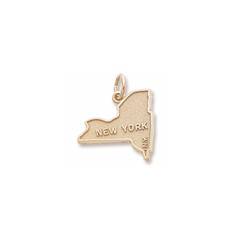 Rembrandt 10K Yellow Gold New York State Charm – Engravable on back - Add to a bracelet or necklace/