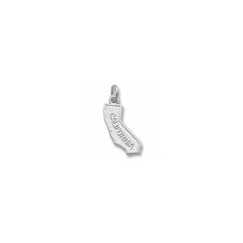Rembrandt 14K White Gold California State Charm – Engravable on back - Add to a bracelet or necklace