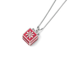  Flower Gift Box Diamond Pendant Necklace for Girls/