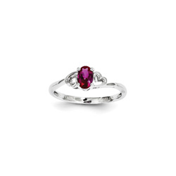 Girls Birthstone Heart Ring - Created Ruby Birthstone - Sterling Silver Rhodium - Size 5/