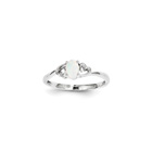 Girls Birthstone Heart Ring - Created Opal Birthstone - Sterling Silver Rhodium - Size 5