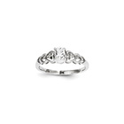 Girls Birthstone & Diamond Heart Ring - Genuine Diamond & White Topaz Birthstone - Sterling Silver Rhodium - Size 5
