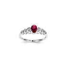 Girls Birthstone & Diamond Heart Ring - Genuine Diamond & Created Ruby Birthstone - Sterling Silver Rhodium - Size 5 - BEST SELLER