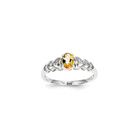 Girls Birthstone & Diamond Heart Ring - Genuine Diamond & Citrine Birthstone - Sterling Silver Rhodium - Size 5