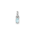 Girls Diamond & Birthstone Necklace - Genuine Aquamarine Birthstone