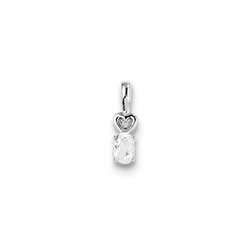 Girls Diamond & Birthstone Necklace - Genuine White Topaz Birthstone/