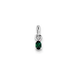 Girls Diamond & Birthstone Necklace - Created Emerald Birthstone/