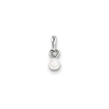 Girls Diamond &amp; Birthstone Necklace - Freshwater Cultured Pearl