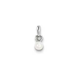 Girls Diamond & Birthstone Necklace - Freshwater Cultured Pearl/