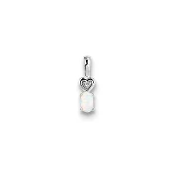 Girls Diamond &amp; Birthstone Necklace - Created Opal Birthstone