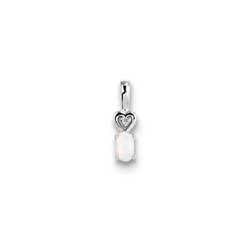 Girls Diamond & Birthstone Necklace - Created Opal Birthstone/