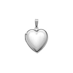 Elegant Hand-Engraved 19mm Heart Photo Locket for Girls - Sterling Silver Rhodium - Engravable on front and back - Includes a 14
