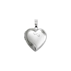 Gorgeous Embossed 19mm Heart Photo Locket for Girls - Sterling Silver Rhodium - Engravable on front and back - Includes a 14