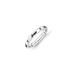 Cross Name Ring - Size 7 - Sterling Silver Rhodium/