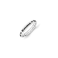Heart Name Ring - Size 5 - Sterling Silver Rhodium/