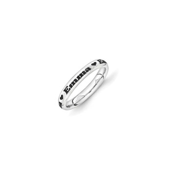 Heart Name Ring - Size 7 - Sterling Silver Rhodium