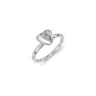 Personalized Diamond Heart Ring for Girls - Sterling Silver Rhodium - Engravable on front - Size 5