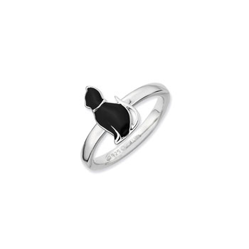Adorable and Very Stylish Kitten Ring for Girls - Sterling Silver Rhodium - Size 6