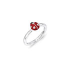 Adorable and Very Stylish Diamond Ladybug Ring for Girls - Sterling Silver Rhodium - Size 5