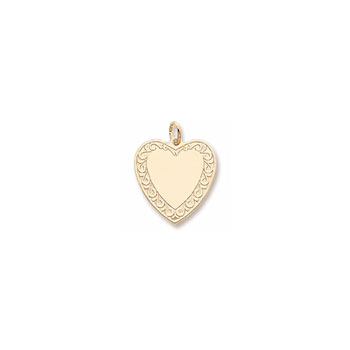 Rembrandt 10K Yellow Gold Engravable Large Fancy Heart Charm – Engravable on front and back - Add to a bracelet or necklace 