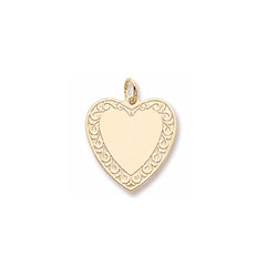 Rembrandt 10K Yellow Gold Engravable Large Fancy Heart Charm – Engravable on front and back - Add to a bracelet or necklace /