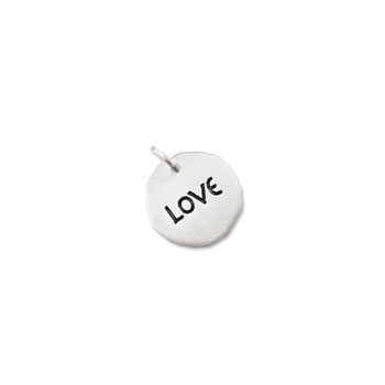 Rembrandt 14K White Gold Love Charm – Engravable on back - Add to a bracelet or necklace