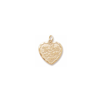 Rembrandt 10K Yellow Gold Mother We Love You Heart Charm – Engravable on back - Add to a bracelet or necklace