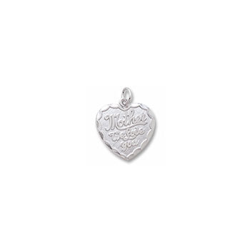 Rembrandt 14K White Gold Mother We Love You Heart Charm – Engravable on back - Add to a bracelet or necklace
