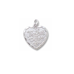 Rembrandt 14K White Gold Mother We Love You Heart Charm – Engravable on back - Add to a bracelet or necklace/