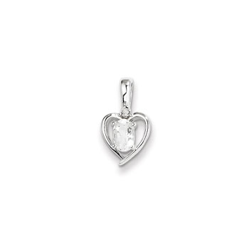 Girls Diamond & Birthstone Heart Necklace - Genuine White Topaz Birthstone