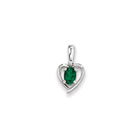 Girls Diamond & Birthstone Heart Necklace - Created Emerald Birthstone