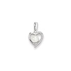 Girls Diamond & Birthstone Heart Necklace - Freshwater Cultured Pearl