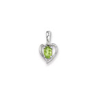 Girls Diamond & Birthstone Heart Necklace - Genuine Peridot Birthstone
